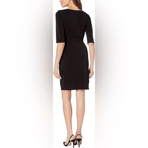 NIC & ZOE Fundamental Drape Dress Black Onyx Large - Picture 3 of 8